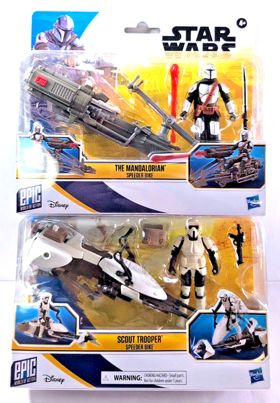 STAR WARS Epic World SCOUT TROOPER & The Mandalorian with Speeder Bikes Lot of 2